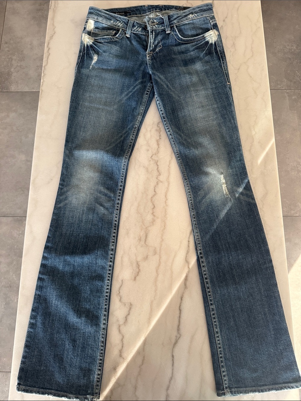 William Rast Women's Boot Cut Jeans - Dark Blue Distressed